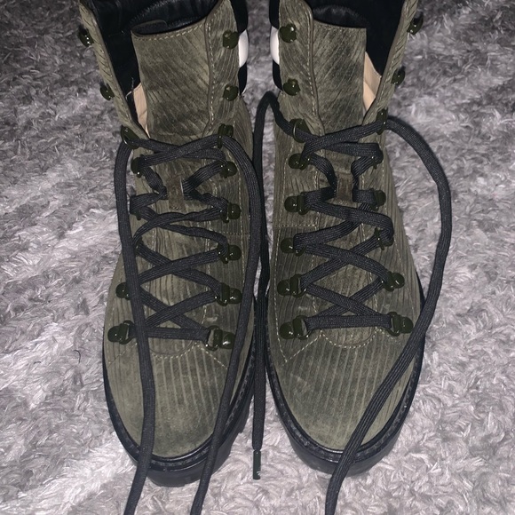 Barely worn JIMMY CHOO CORDUROY BOOT style ESHE FLAT puffy leather top of boot - Picture 1 of 6